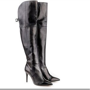 Perla Formentini Black Zucca Over-the-knee Leather